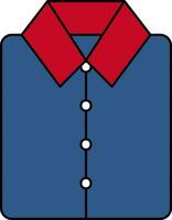 Folded Shirt Icon In Blue And Red Color. vector