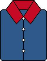 Folded Shirt Icon In Blue And Red Color. vector