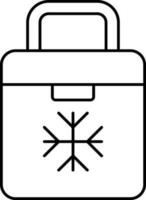Black Linear Style Square Ice Box Icon. vector