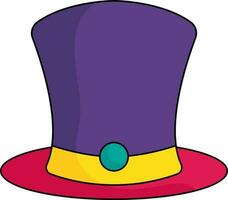 Colorful Top Hat Icon In Flat Style. vector