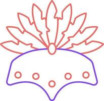 Feather Headband Purple And Red Outline Icon. vector