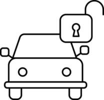 Open Car Or Auto Lock Icon In Thin Line Art. vector