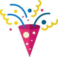 Bursting Party Popper Colorful Icon In Flat Style. vector