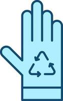 reciclaje guantes icono en azul color. vector