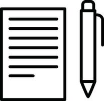 Line art Document Paper with Pen icon in flat style. vector