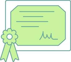 Certificate Icon In Green And White Color. vector