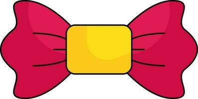 Pink And Yellow Bow Icon In Flat style. vector