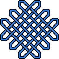 Blue Square Celtic Knot Icon In Blue Color. vector