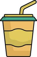 Flat Straw With Drink Cup Icon In Flat Style. vector