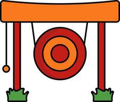 Gong Icon In Red And Orange Color. vector