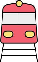 Flat Style Train Icon In Red And Yellow Color. vector