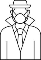 Detective Man Wearing Mask Icon In Linear Style. vector