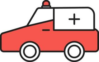 ambulancia icono en rojo y blanco color. vector