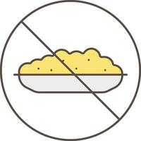 No Food Icon Or Symbol In Yellow And White Color. vector