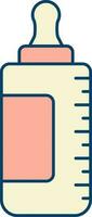 Isolated Feeding Bottle Icon In Peach And Yellow Color. vector