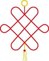 Chinese Knot Flat Icon In Red And Yellow Color. vector