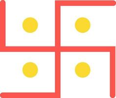 Red And Yellow Swastika Structure Icon In Flat Style. vector