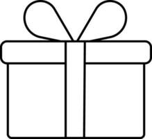 Black Outline Illustration Of Gift Box Icon. vector