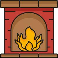 Illustration Of Colorful Fireplace Icon In Flat Style. vector