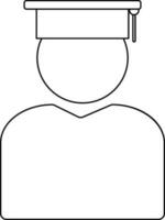 Character of line art man wearing mortarboard. vector