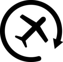 Return flight icon in Black and White color. vector