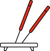 Incense Stick Stand Flat Icon In Red And White Color. vector