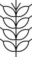 Black Thin Line Art Of Wheat Stem Icon. vector