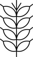 Black Thin Line Art Of Wheat Stem Icon. vector