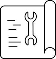 Scroll Setting Page Icon In Line Art. vector