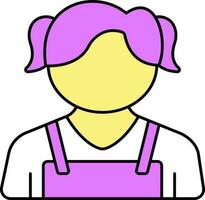 Faceless Cute Girl Cartoon Icon In Pink And Yellow Color. vector