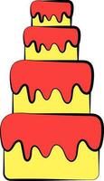 Isolated Layer Cake Icon Yellow And Red Color. vector