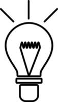 Line art illustration of illuminated bulb icon for business or maketing concept. vector