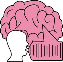 Man Lecture Effect On Brain Icon In Pink And White Color. vector