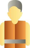 Man Wear Protective Vest Icon In Brown And Yellow Color. vector