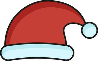 Santa Hat Icon In Red And White Color. vector