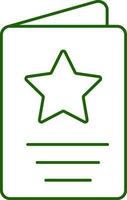 Isolated Christmas Star Card In Green Outline Icon. vector