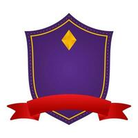 Blank Diamond Shield Frame With Ribbon In Purple And Red Color. vector