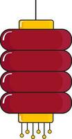 Cylindrical Paper Lantern Icon In Red And Yellow Color. vector