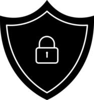 Shield Lock Icon In Black and Whitelack and White Color. vector