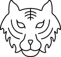 Black Thin Line Art Of Tiger Face Icon. vector