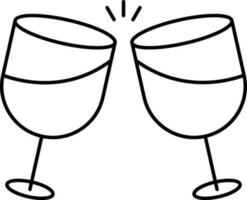 Black Thin Line Art Of Cheers Glass Icon. vector