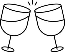 Black Thin Line Art Of Cheers Glass Icon. vector