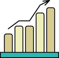 incrementar flecha con bar grafico bronce y verde azulado icono. vector