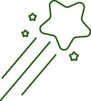 Isolated Shooting Star Icon In Green Color. vector