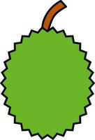Isolated Durian Fruit Flat Icon In Green Color. vector