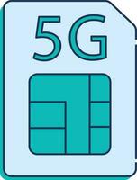 5G Sim Or Memory Card Blue Icon In Flat Style. vector