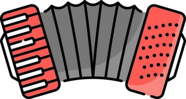 Isolated Accordion Flat Icon In Grey And Red Color. vector