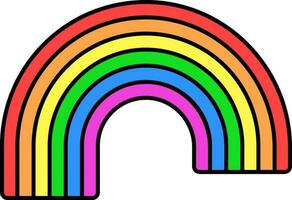 plano estilo arco iris icono en blanco antecedentes. vector