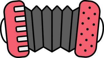 Flat Style Accordion Icon In Red And Black Color. vector