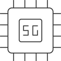 5G Chip Or Cpu Semiconductor Icon In Black Stroke. vector